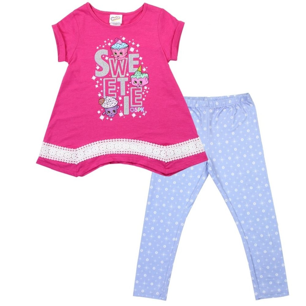Shopkins Tee and Leggings Set Girls Tshirt and Pants 2pc Clothes Bundle 5 6 6x